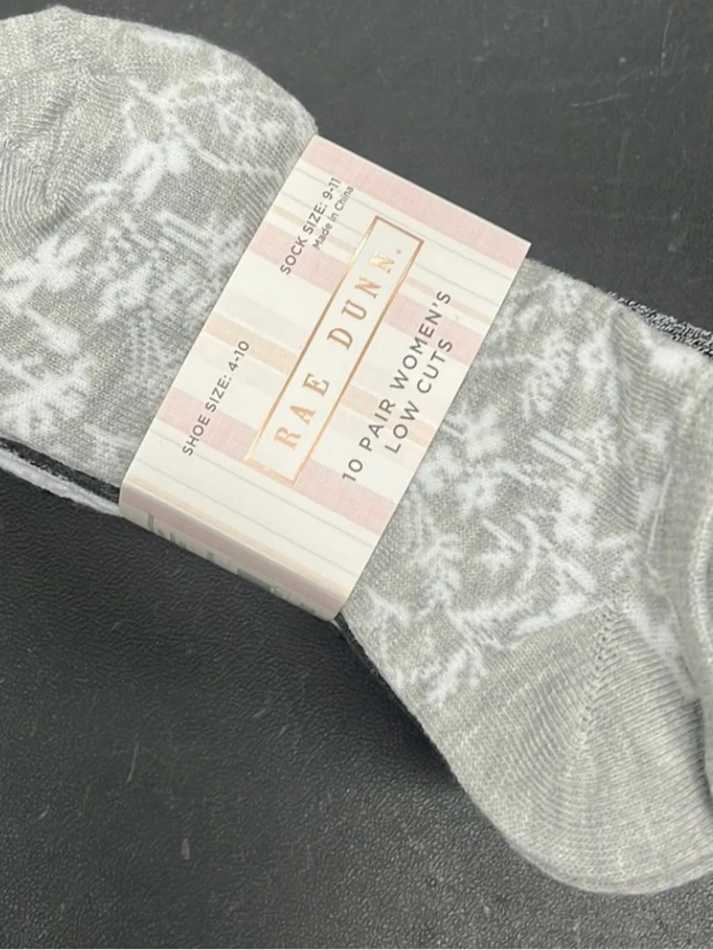 Rae Dunn Women's Low Cut Socks -  Gray white charcoal (10 Pair)
